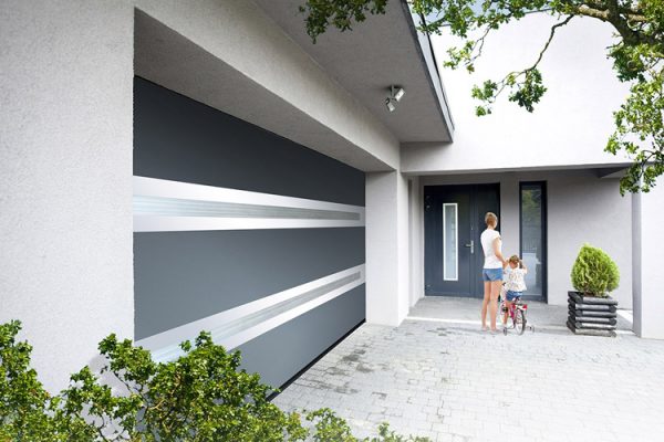 Porte de garage Visio-panoramique bicouleur polycarbonate opale